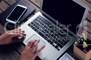 Executive using laptop at desk