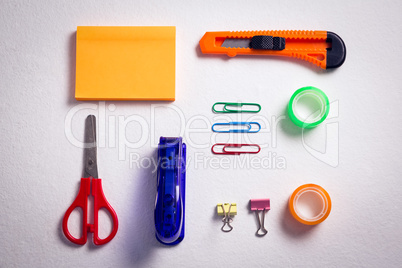 Various stationery on white background