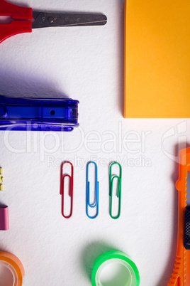 Various stationery on white background