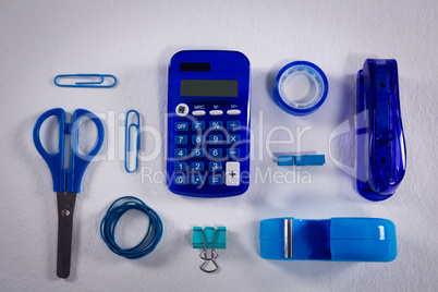 Various stationery on white background