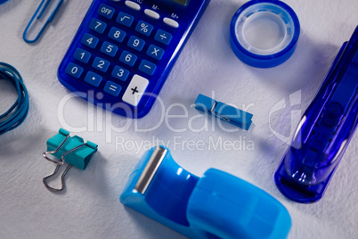 Various stationery on white background