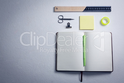 Various stationery on white background