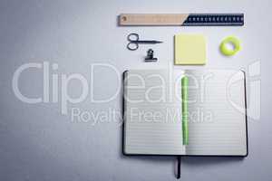 Various stationery on white background