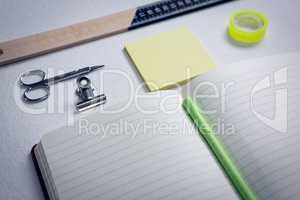 Various stationery on white background