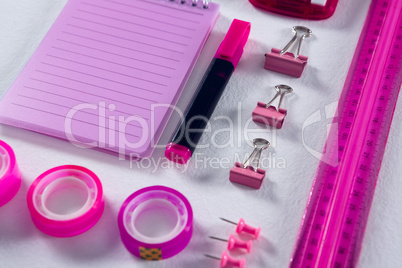 Various stationery on white background