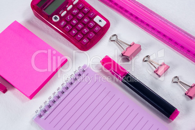 Various stationery on white background