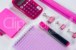 Various stationery on white background