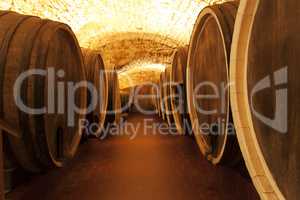Wine wooden oak barrels photo