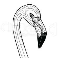 Bird head flamingo tattoo vector illustration isolated on white background sketch design for T-shirts