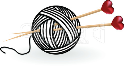 heart wool knitting needle isolates hobby handcraft logo