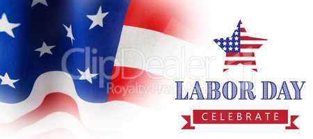 Composite image of labor day celebrate text and star shape american flag