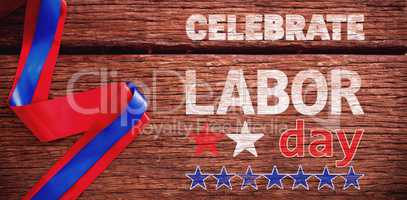 Composite image of celebrate labor day text and stars