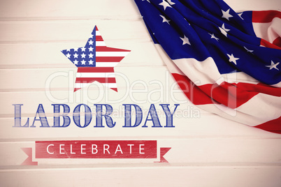 Composite image of labor day celebrate text and star shape american flag