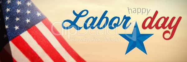 Composite image of digital composite image of happy labor day text with star shape