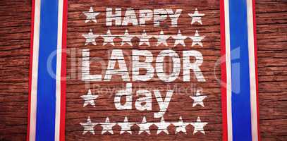 Composite image of happy labor day text with star shape