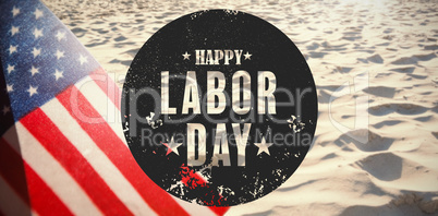 Composite image of digital composite image of happy labor day text poster