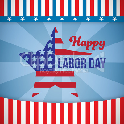 Composite image of composite image of happy labor day text and star shape american flag