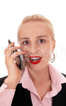 Portrait of businesswoman on her cell phone