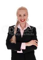 Smiling business woman with braid hair