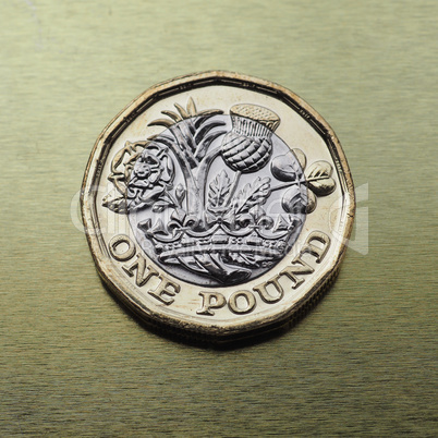 1 pound coin, United Kingdom over gold
