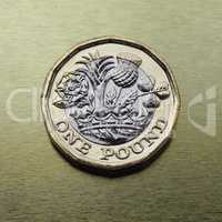 1 pound coin, United Kingdom over gold