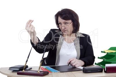 Terrible business woman at work desk