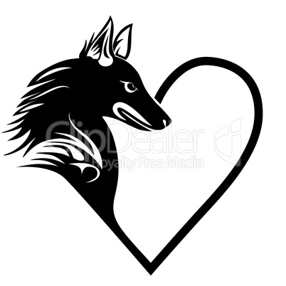 Dog heart love pet tattoo print forT-shirt, pet shop logo, label, decor elements and design products for pets vector illustration