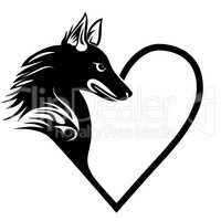 Dog heart love pet tattoo print forT-shirt, pet shop logo, label, decor elements and design products for pets vector illustration