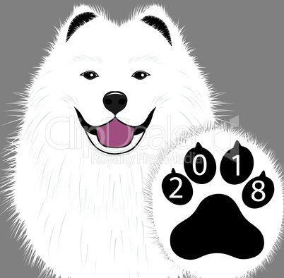 Puppy animal tattoo of Chinese New Year of the Dog samoyed vector file organized in layers for easy editing.