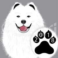 Puppy animal tattoo of Chinese New Year of the Dog samoyed vector file organized in layers for easy editing.