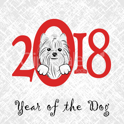 Puppy animal york dog of Chinese New Year of the Dog grunge vector file organized in layers for easy editing.