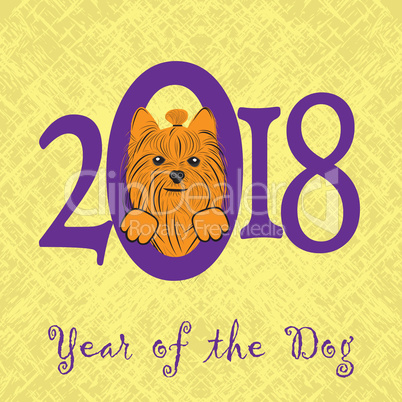 Puppy animal york dog of Chinese New Year of the Dog grunge vector file organized in layers for easy editing.