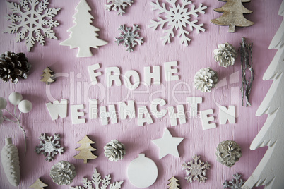 Flat Lay, Frohe Weihnachten Means Merry Christmas, Frame