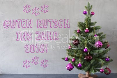 Christmas Tree, Cement Wall, Guten Rutsch 2018 Means New Year