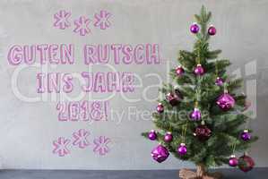 Christmas Tree, Cement Wall, Guten Rutsch 2018 Means New Year