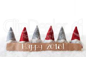Gnomes, White Background, Text Happy 2018