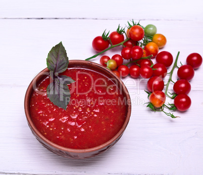 Fresh soup of tomato gazpacho