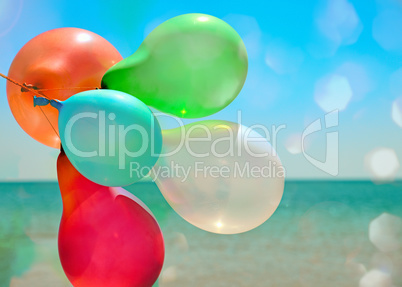 Multicolored balloons flying