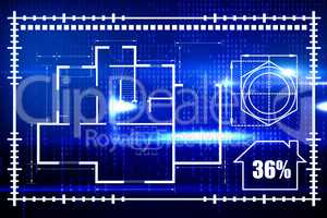 Composite image of digital image of house blueprint