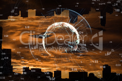 Composite image of image of earth with different times