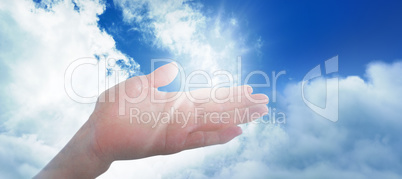 Composite image of cropped image of hand pretending to hold invisible object