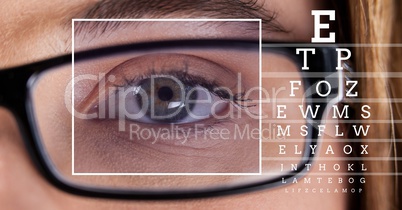 eye focus box detail and lines over glasses and Eye test interface