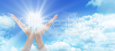 Composite image of hands gesturing against white background