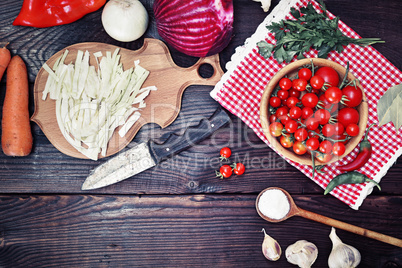 vegetables for cooking traditional Ukrainian soup borscht