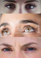 Various eyes in series of three