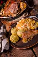 Roast duck with dumplings