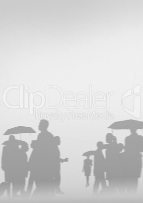 Business people silhouettes against white wall