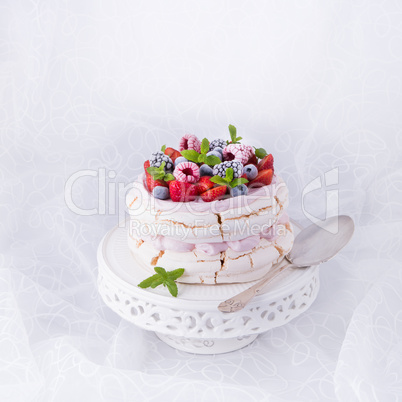 Pavlova with berry fruits