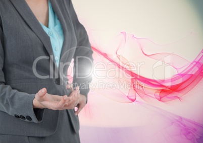 Woman touching and interacting with transition effect