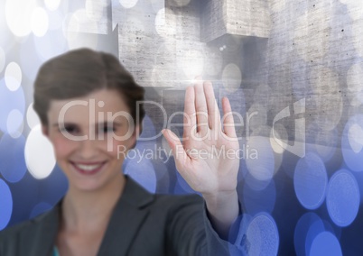 Woman touching and interacting with transition effect